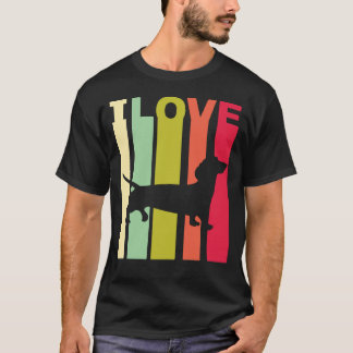 T-shirt 192 I Love Dachshund Distressed Vintage Amoureux d