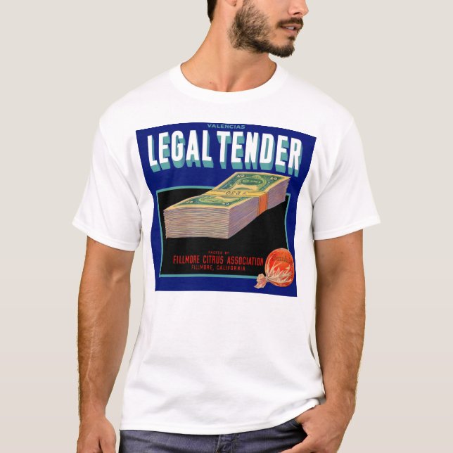 T-shirt 1930s Juridique Tender orange crate étiquette (Devant)