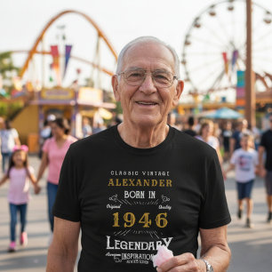 T-shirt 1946 Anniversaire Personnalisé Légendaire Noir