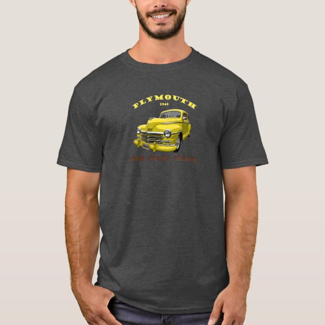 T-shirt 1948 Plymouth. 1948 Chrysler. Mopar. Jaune 48. (Devant)