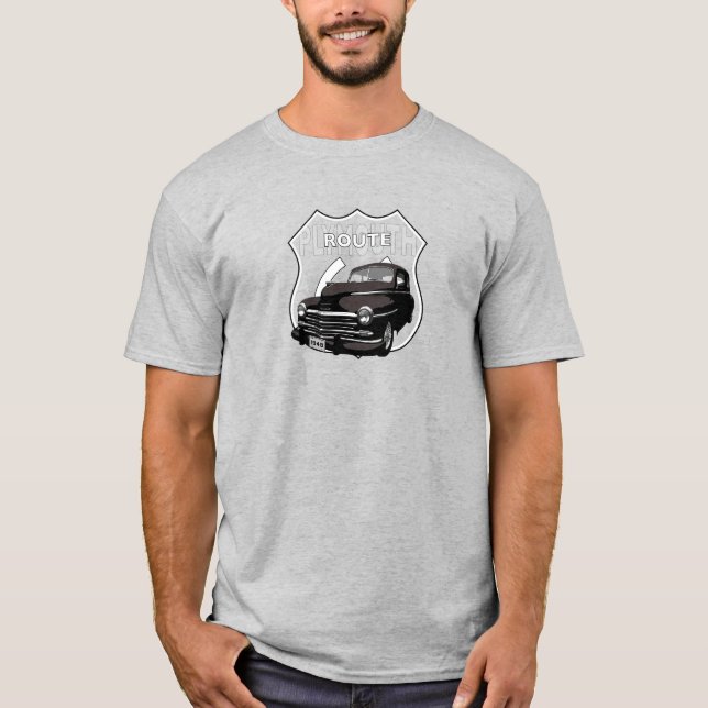 T-shirt 1948 Plymouth Chrysler. Mopar.
Hotrod noir.États- (Devant)