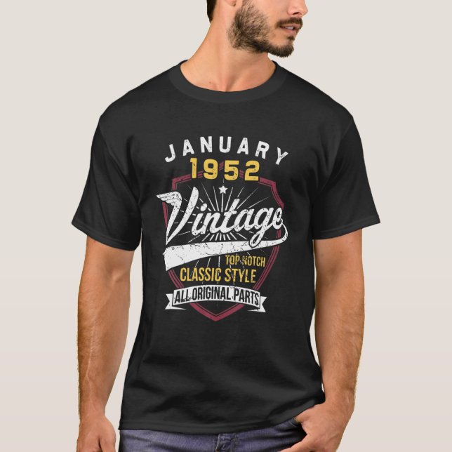 T-shirt 1952 Cadeaux D'Anniversaire Pour Hommes Janvier 70 (Devant)