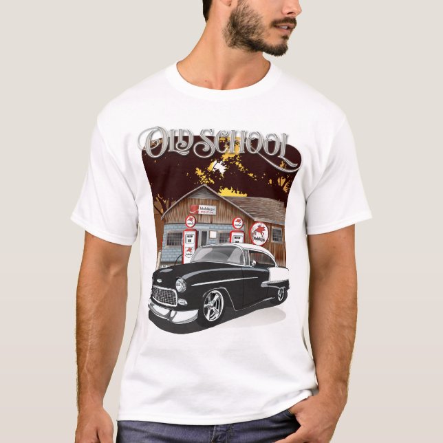 T-shirt 1955 Black & White Bel Air Old School Shirt (Devant)