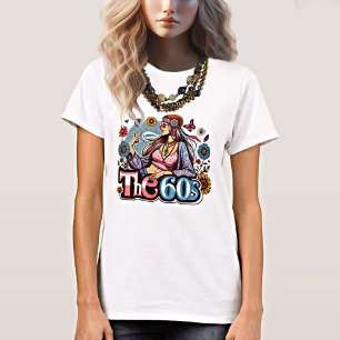 T-shirt 1960 Hippie fille poussin signe de paix doigts art