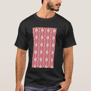 T-shirt 1960's RETRO WAVE AND CIRCLE MOTIF ROSE AND LIGH