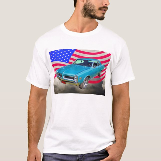 T-shirt 1966 Pontiac Le Mans et drapeau américain (Devant)