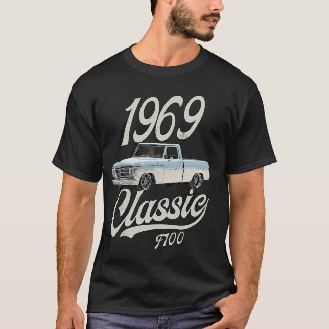 T-shirt 1969 classique f100 bleu blanc (Devant)