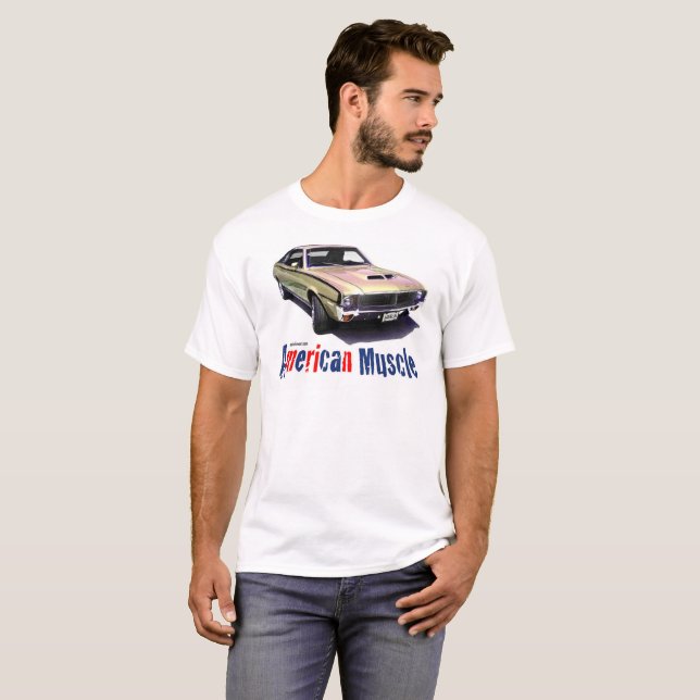 T-SHIRT 1970 "de muscle américain" de javelot (Devant entier)