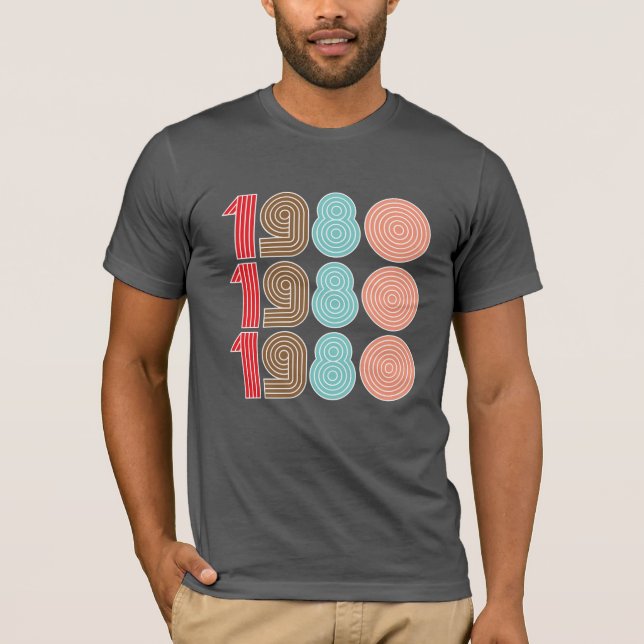 T-shirt 1980s Cool Retro Typography Repeat Script (Devant)