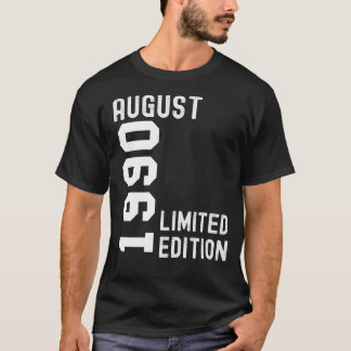 T-shirt 1990 Août Bonne fête d'anniversaire