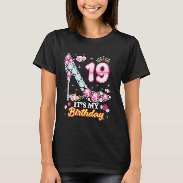 T-shirt 19 ans C'est mon 19e anniversaire Rose Diamond Sh (Devant)