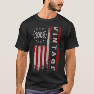 T-shirt 19 ans Vintage 2003 Drapeau américain 19e annivers