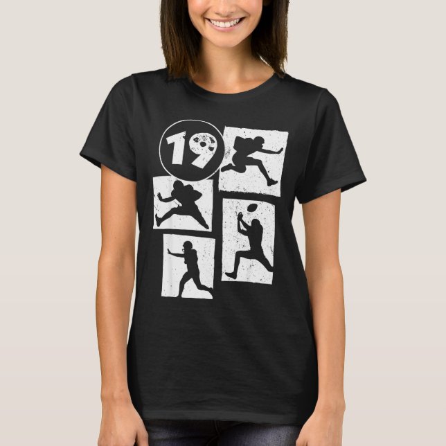 T-shirt 19th Birthday Retro American Football 19 Years Old (Devant)