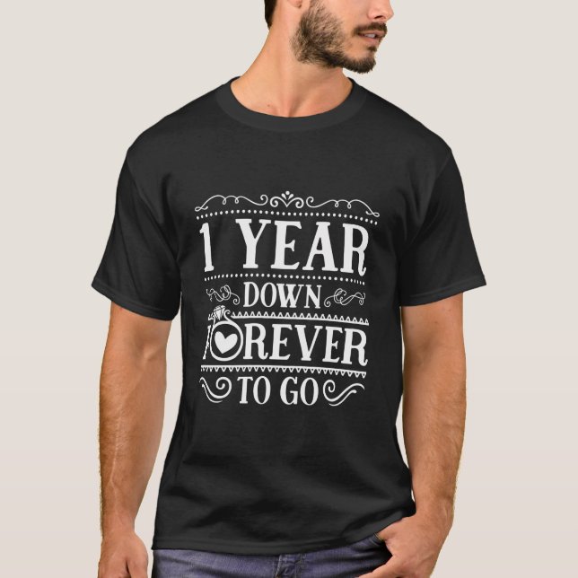 T-shirt 1 An Plus Tard Pour Aller Couple 1Er Mariage Anniv (Devant)