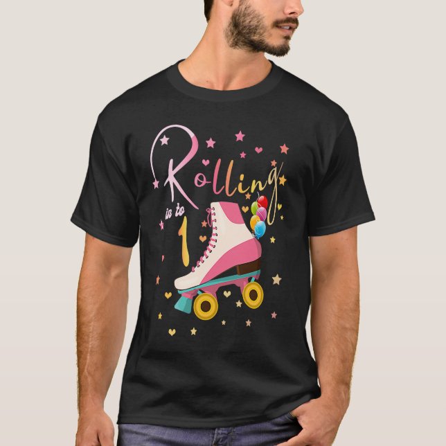 T-shirt 1 Anniversaire Filles Roller Patins 1er 80's (Devant)