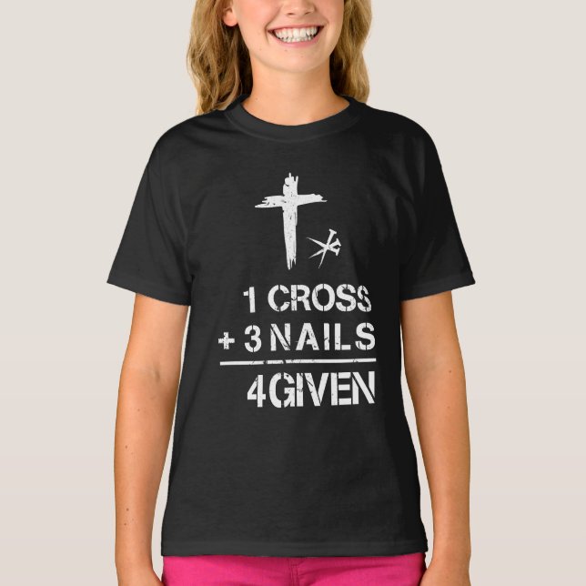 T-shirt 1 Croix 3 clous Pardonnés foi chrétienne Pâques (Devant)