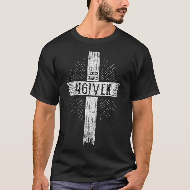 T-shirt 1 Croix 3 ongles Foi pardonnée Foi chrétienne Sain (Devant)