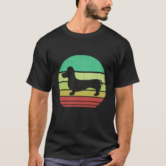 T-shirt 1 Rétro Vintage Coucher de soleil Doxie Dachshund