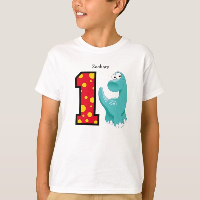 T-shirt 1er anniversaire Dinosaur personnalisé (Devant)