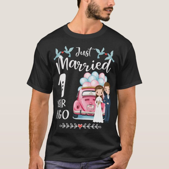 T-shirt 1er Anniversaire - Marié il y a 1 an (Devant)