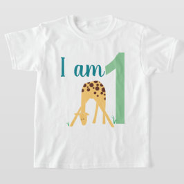 T-shirt 1er anniversaire Moderne minimaliste Giraffe Jaune
