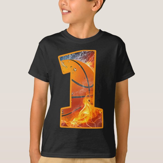 T-shirt 1er Anniversaire Party Basketball Imprimer Numéro  (Devant)