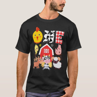 T-shirt 1er anniversaire Un an Vieux thème de ferme Animau