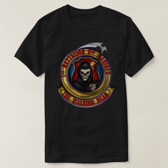 T-shirt 1er Bataillon 9th Marines Walking Dead (Design devant)