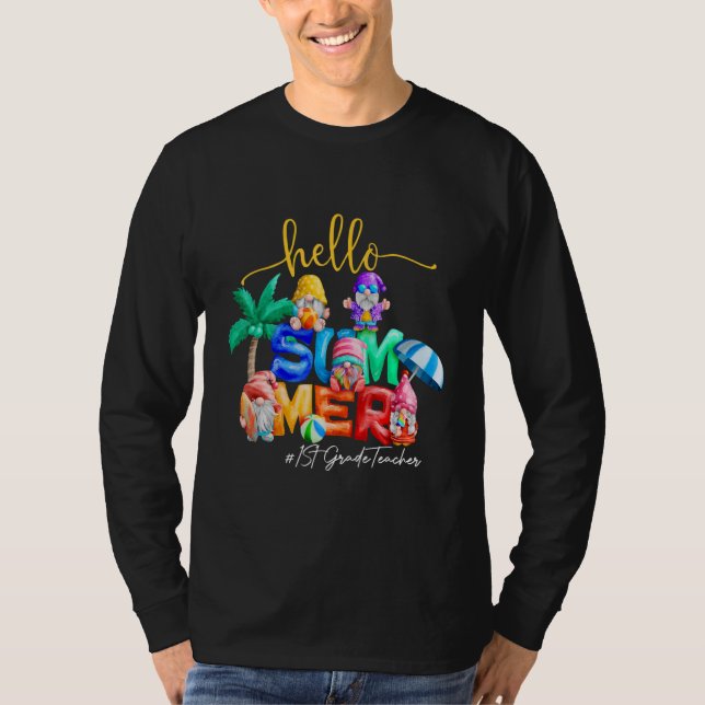 T-shirt 1er Enseignant de première année Bonjour été Derni (Devant)
