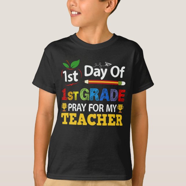 T-shirt 1er jour de 1ère année Prière pour mon enseignant (Devant)