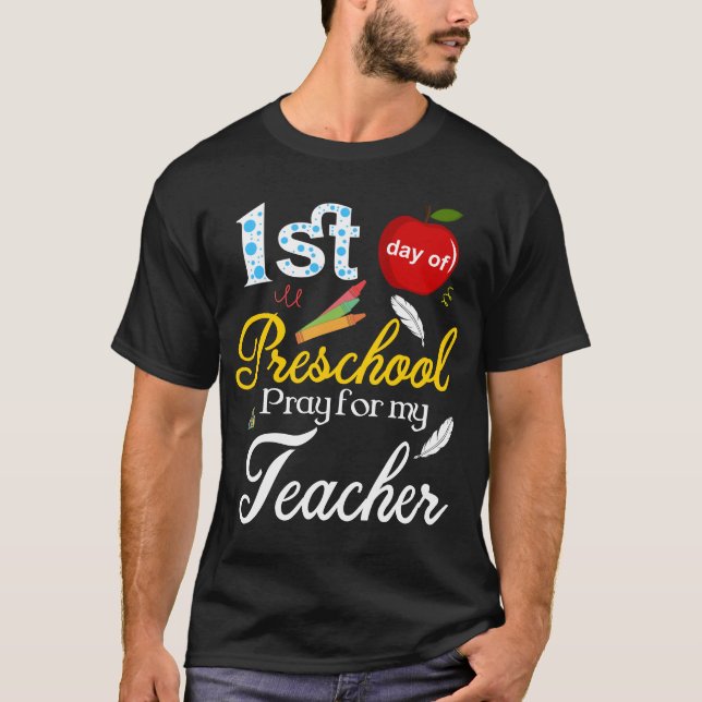 T-shirt 1er jour de prière préscolaire pour mon professeur (Devant)