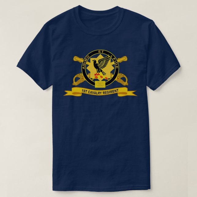 T-shirt 1er Régiment de cavalerie avec Br Ribbon (Design devant)