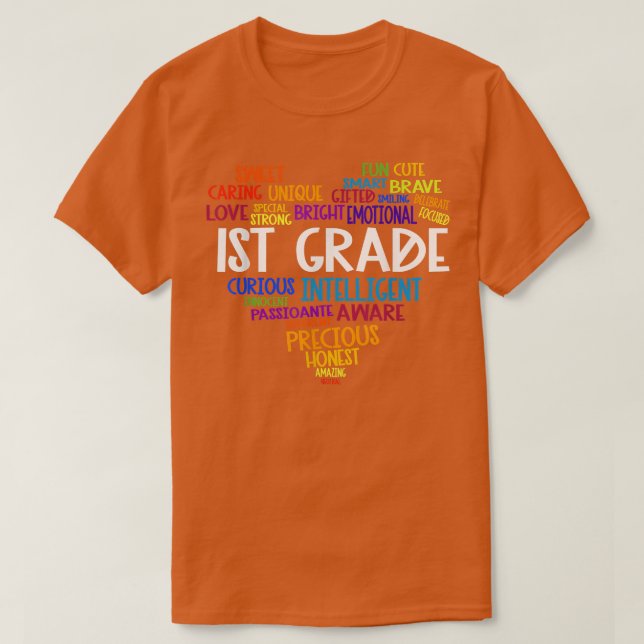 T-shirt 1ère année Coeur Retour à l'école Mot Cloud Étudia (Design devant)
