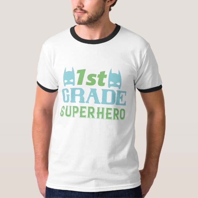 T-shirt 1ère classe super héros couleur blanche (Devant)