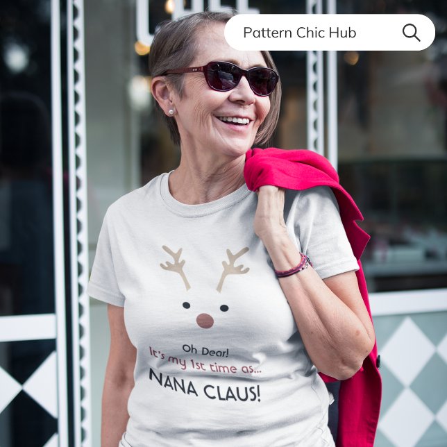 T-shirt 1ère fois Nana Claus Blanc Famille moderne Noël (Créateur téléchargé)