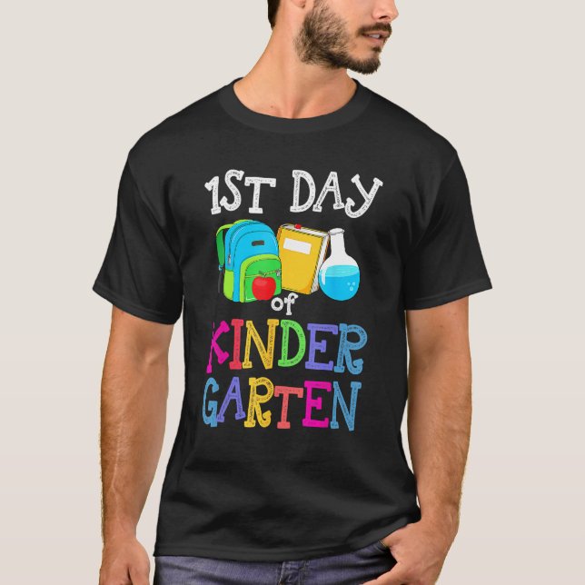 T-shirt 1st Day Of Kindergarten Back To School First Kids  (Devant)