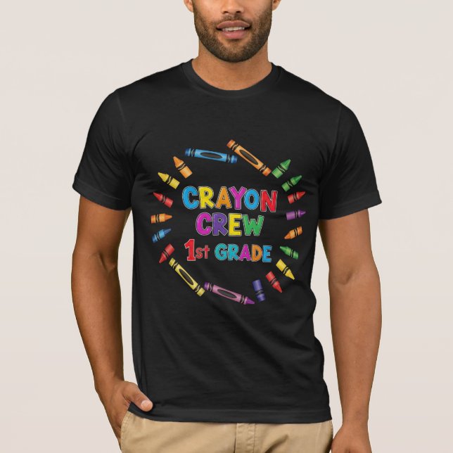 T-shirt 1st Grade Crayon Crew Back to School (Devant)