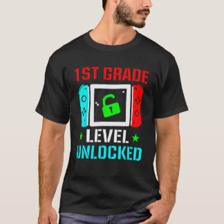 T-shirt 1st Grade Level Unlocked  Back To School Gamer Boy