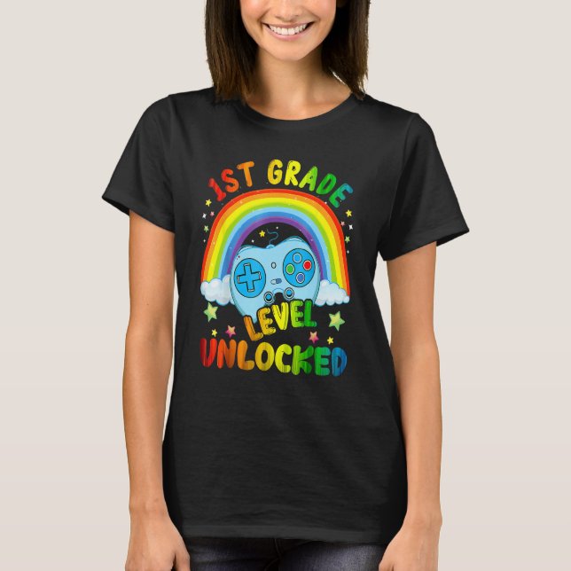 T-shirt 1st Grade Level Unlocked Rainbow Back To School Bo (Devant)