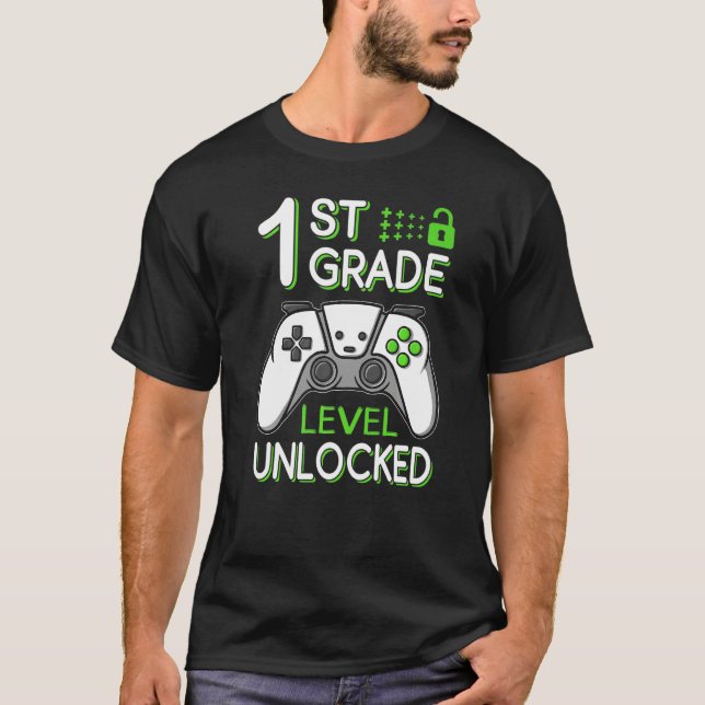 T-shirt 1st Grade Level Unlocked VideoGame Gamer Back to S (Devant)