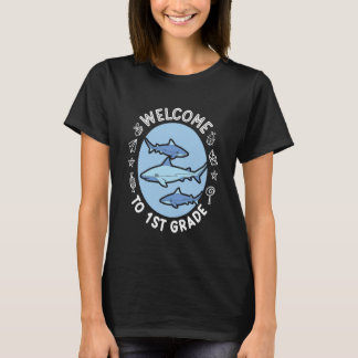 T-shirt 1st Grade Outfit Boys Kids Shark - First Day of Fi