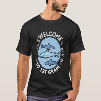 T-shirt 1st Grade Outfit Boys Kids Shark - First Day of Fi