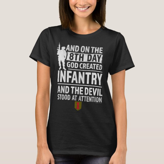 T-shirt 1st Infantry  God Created Infantry Devil stood Att (Devant)
