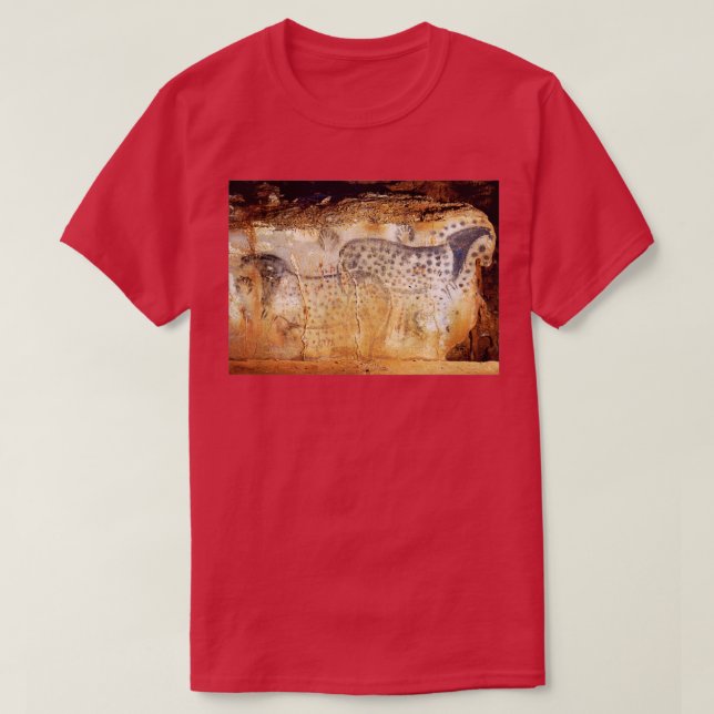 T-SHIRT 20000BC PEINTURE DE LA GROTTE DE CHEVAUX POSTÉE FR (Design devant)