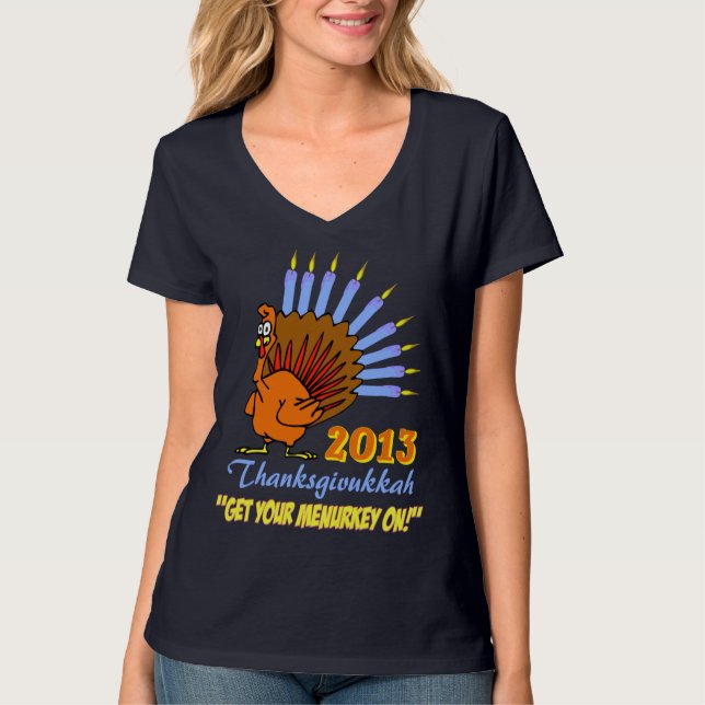 T-shirt 2013 de Thanksgivukkah Menurkey (Devant)
