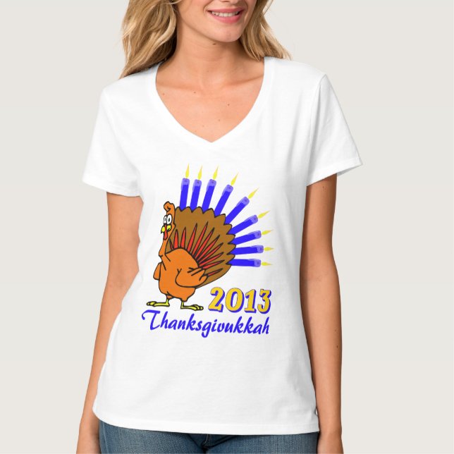 T-shirt 2013 de Thanksgivukkah Menurkey (Devant)