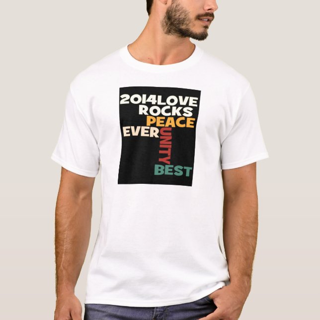 T-shirt 2014 Love Rocks Peace Art Imprimer (Devant)