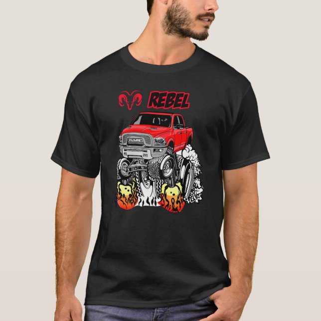 T-shirt 2017-20 Ram Rebel Pickup Truck Cartoon (Devant)