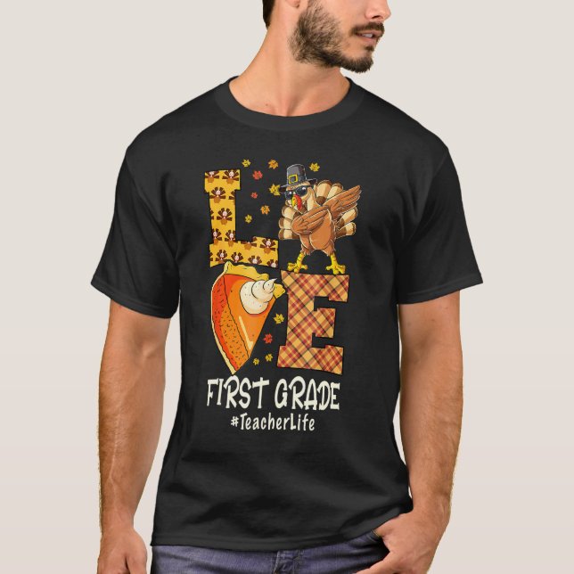 T-shirt 2021 Thanksgiving Love 1st Grade Turquie automne a (Devant)