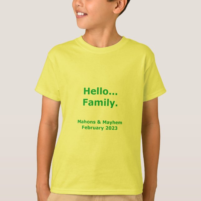 T-shirt 2023 Hello Family Customizable Kid Shirt (Devant)